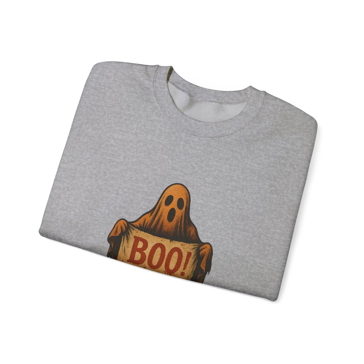 Spooky Boo Ghost Sweatshirt, Halloween Ghost with Boo Sign, Ghostly Halloween Apparel, Trick or Treat Shirt, Fun Halloween Shirt