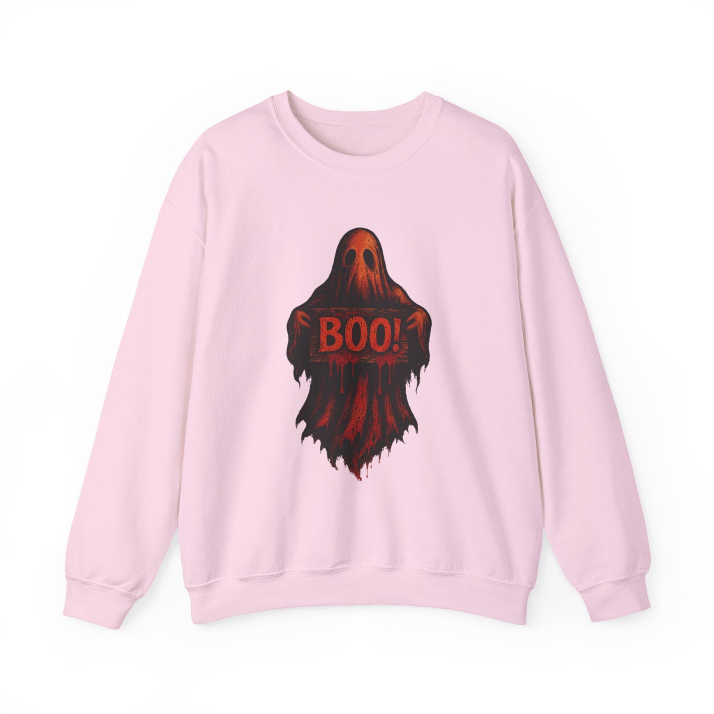 Halloween Ghost Sweatshirt, Spooky Boo Ghost with Sign, Trick or Treat Apparel, Ghostly Halloween Shirt, Fun Fall Shirt