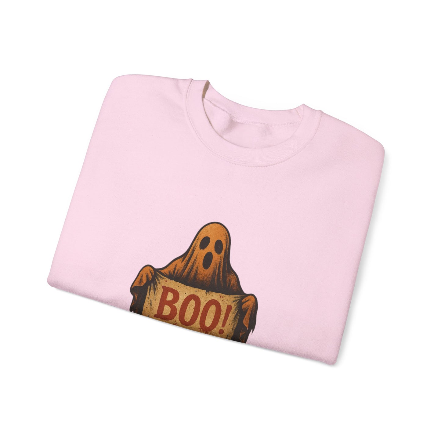 Spooky Boo Ghost Sweatshirt, Halloween Ghost with Boo Sign, Ghostly Halloween Apparel, Trick or Treat Shirt, Fun Halloween Shirt