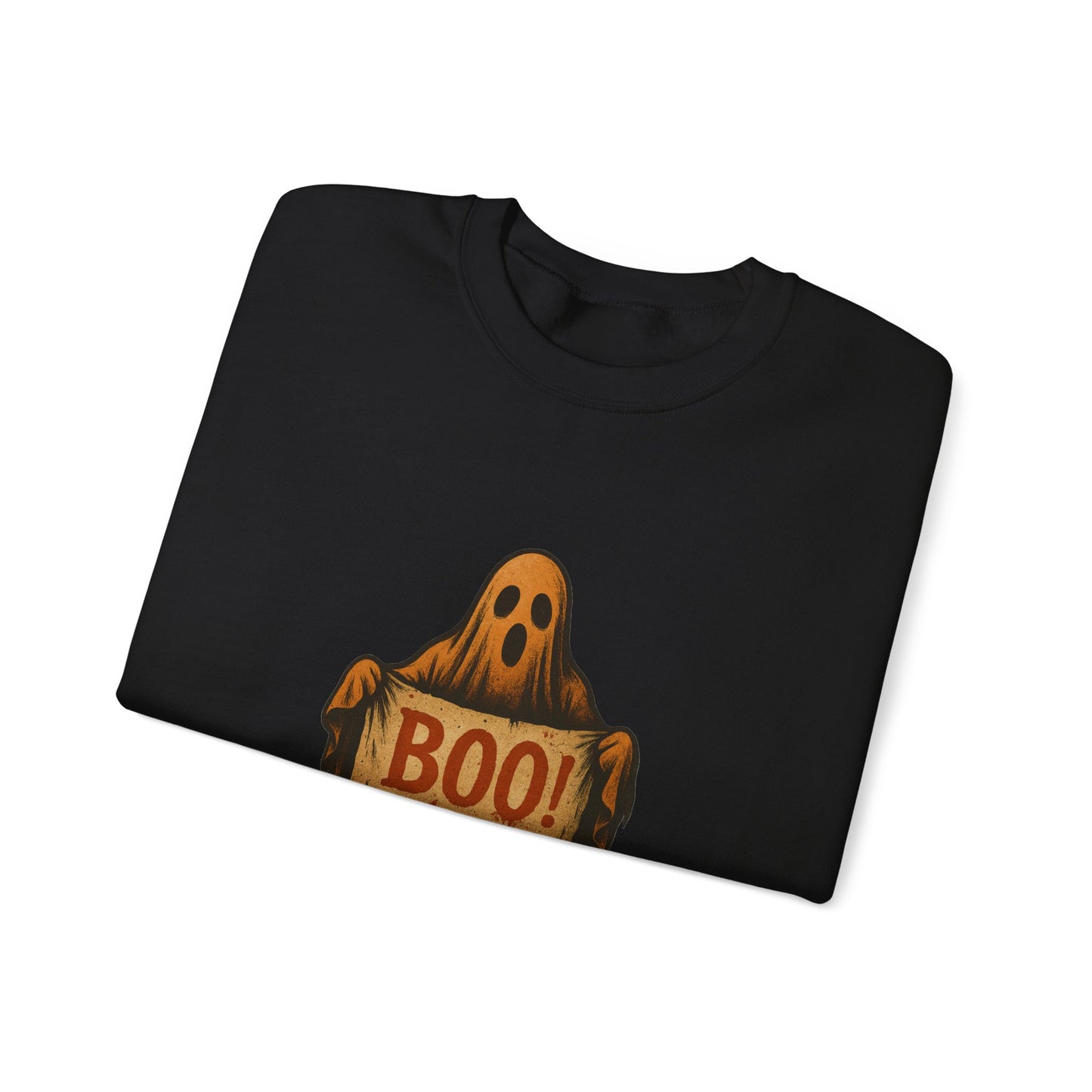 Spooky Boo Ghost Sweatshirt, Halloween Ghost with Boo Sign, Ghostly Halloween Apparel, Trick or Treat Shirt, Fun Halloween Shirt