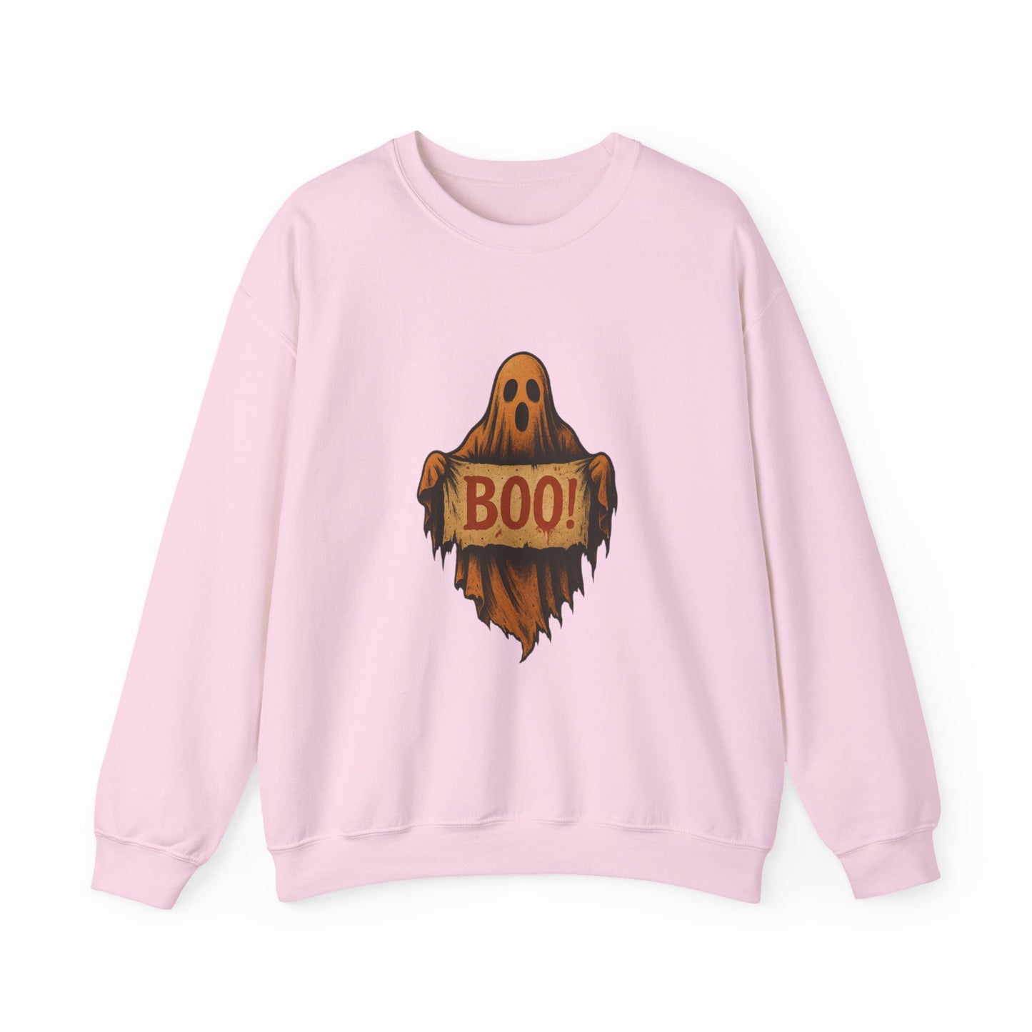 Spooky Boo Ghost Sweatshirt, Halloween Ghost with Boo Sign, Ghostly Halloween Apparel, Trick or Treat Shirt, Fun Halloween Shirt