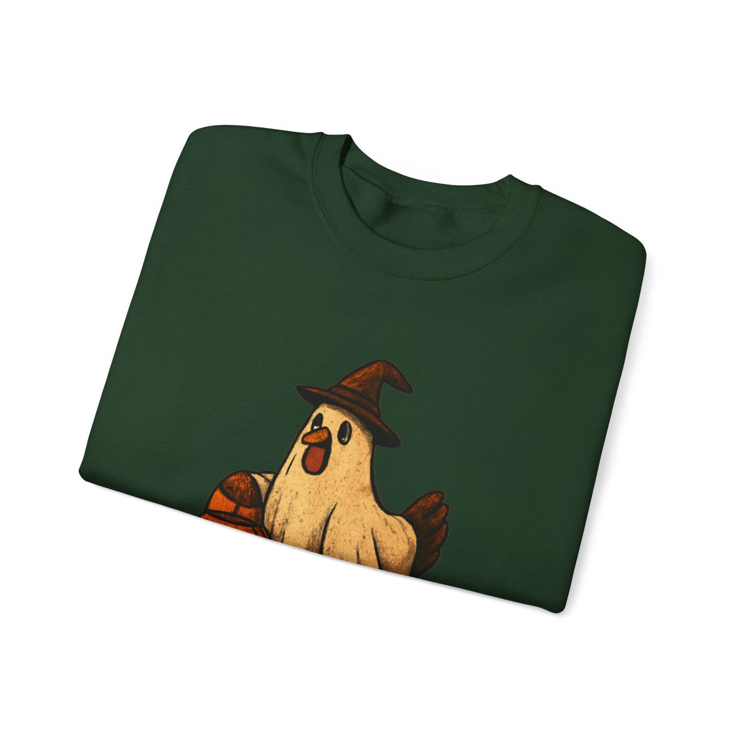 Halloween Chicken Sweatshirt, Cute Bird in Witch Hat Shirt, Trick or Treat Pumpkin Shirt, Funny Halloween Apparel for Bird Lovers