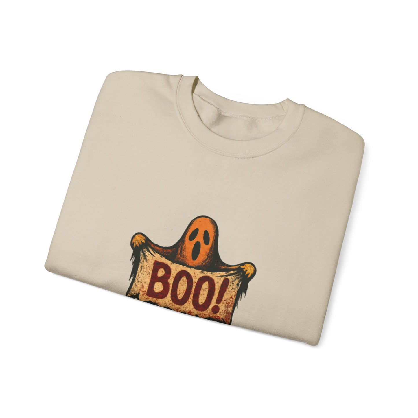 Halloween Boo Ghost Sweatshirt, Cute Ghost with Boo Sign, Spooky Fun Halloween Shirt, Trick or Treat Apparel, Halloween Ghost Shirt