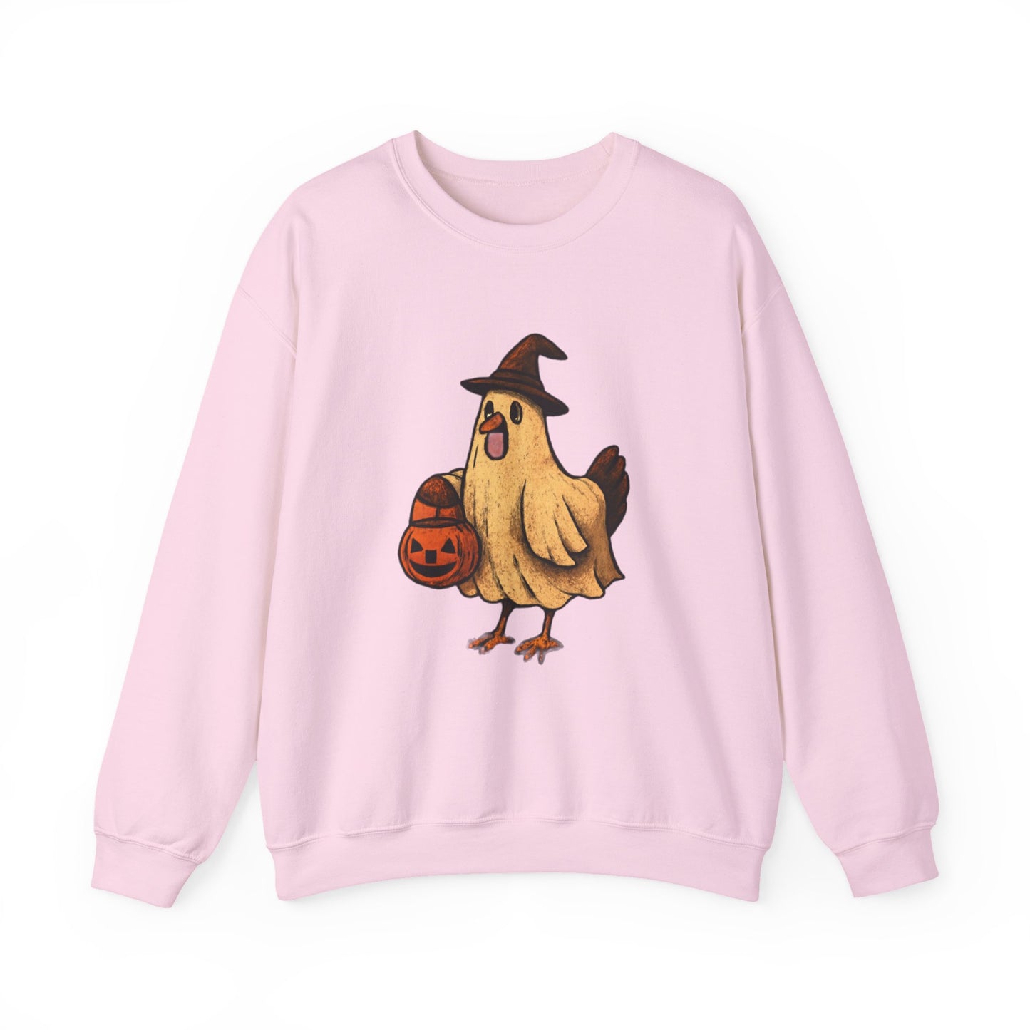 Halloween Chicken Sweatshirt, Cute Bird in Witch Hat Shirt, Trick or Treat Pumpkin Shirt, Funny Halloween Apparel for Bird Lovers