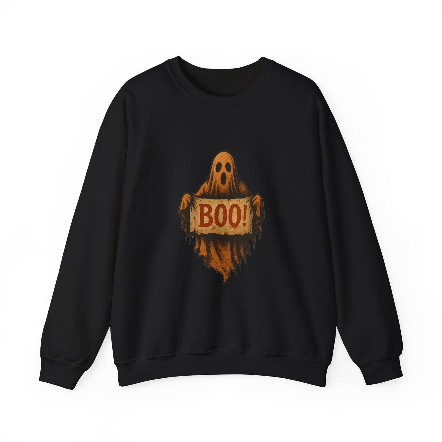 Spooky Boo Ghost Sweatshirt, Halloween Ghost with Boo Sign, Ghostly Halloween Apparel, Trick or Treat Shirt, Fun Halloween Shirt