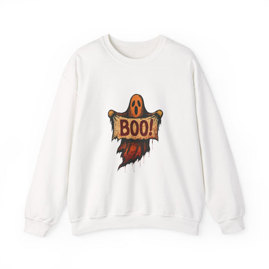 Halloween Boo Ghost Sweatshirt, Cute Ghost with Boo Sign, Spooky Fun Halloween Shirt, Trick or Treat Apparel, Halloween Ghost Shirt