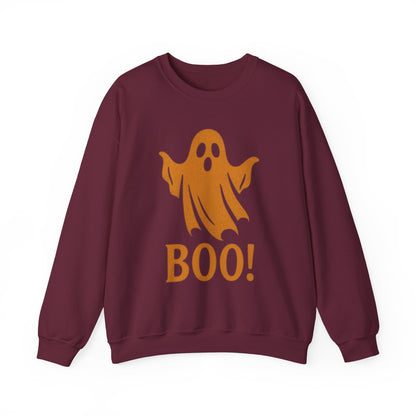 Boo! Ghost Sweatshirt for Halloween Fun, Cozy Crewneck for Fall Celebrations, Perfect Gift for Haunted Days