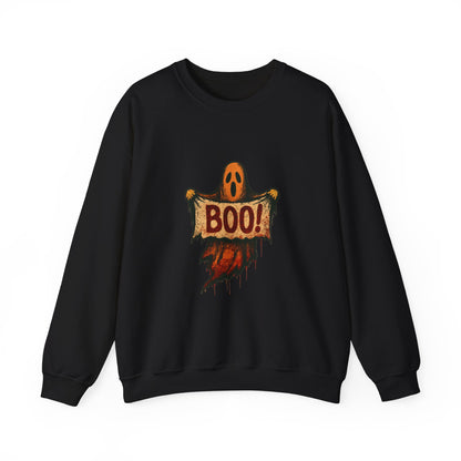 Halloween Boo Ghost Sweatshirt, Cute Ghost with Boo Sign, Spooky Fun Halloween Shirt, Trick or Treat Apparel, Halloween Ghost Shirt