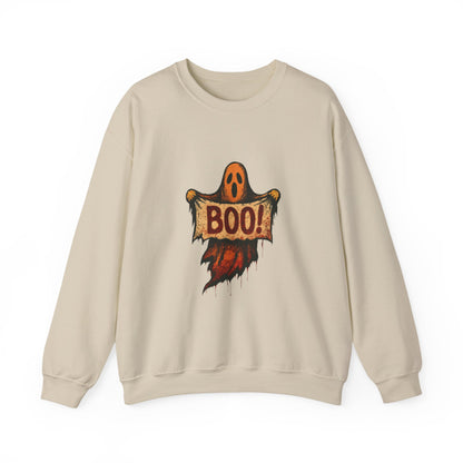 Halloween Boo Ghost Sweatshirt, Cute Ghost with Boo Sign, Spooky Fun Halloween Shirt, Trick or Treat Apparel, Halloween Ghost Shirt