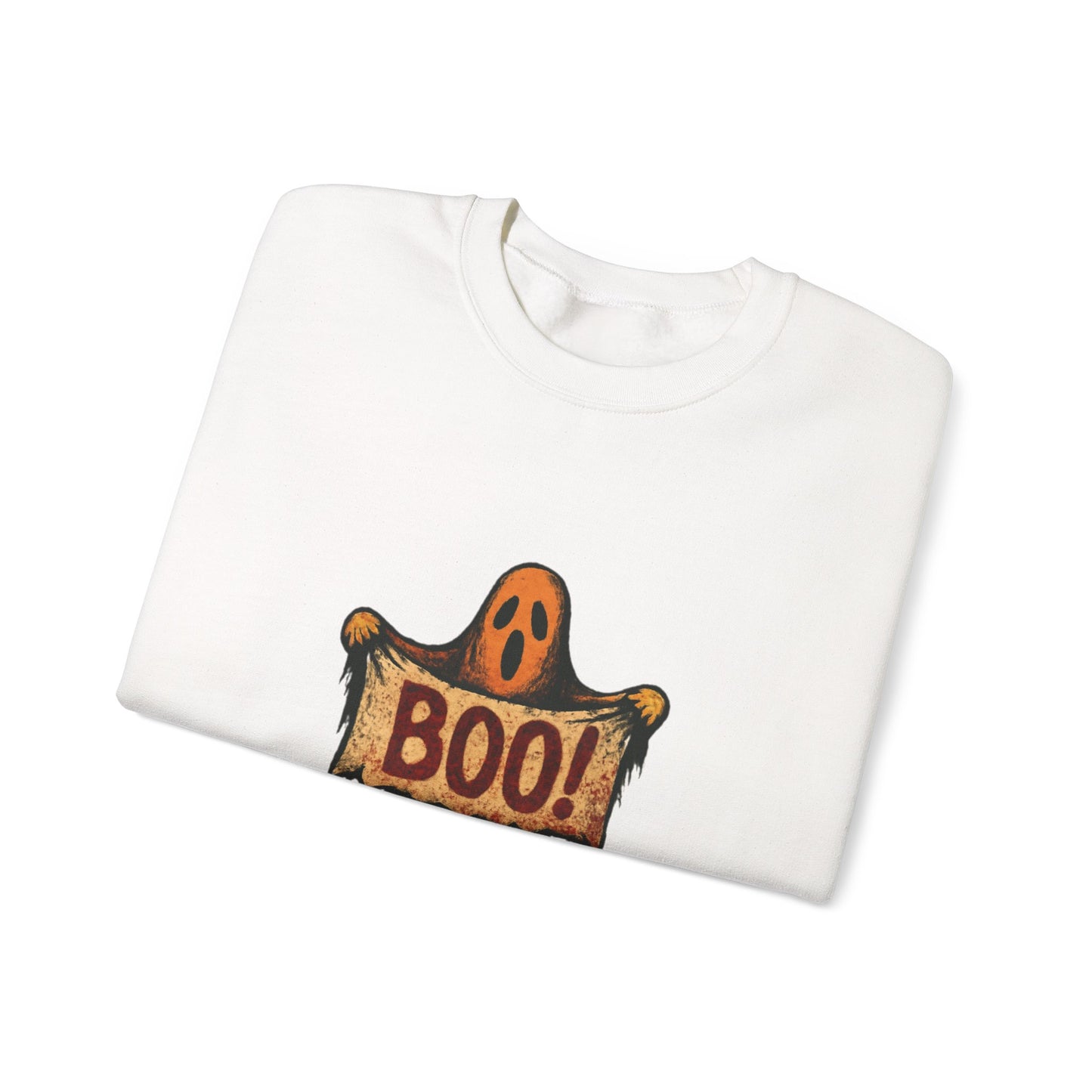 Halloween Boo Ghost Sweatshirt, Cute Ghost with Boo Sign, Spooky Fun Halloween Shirt, Trick or Treat Apparel, Halloween Ghost Shirt