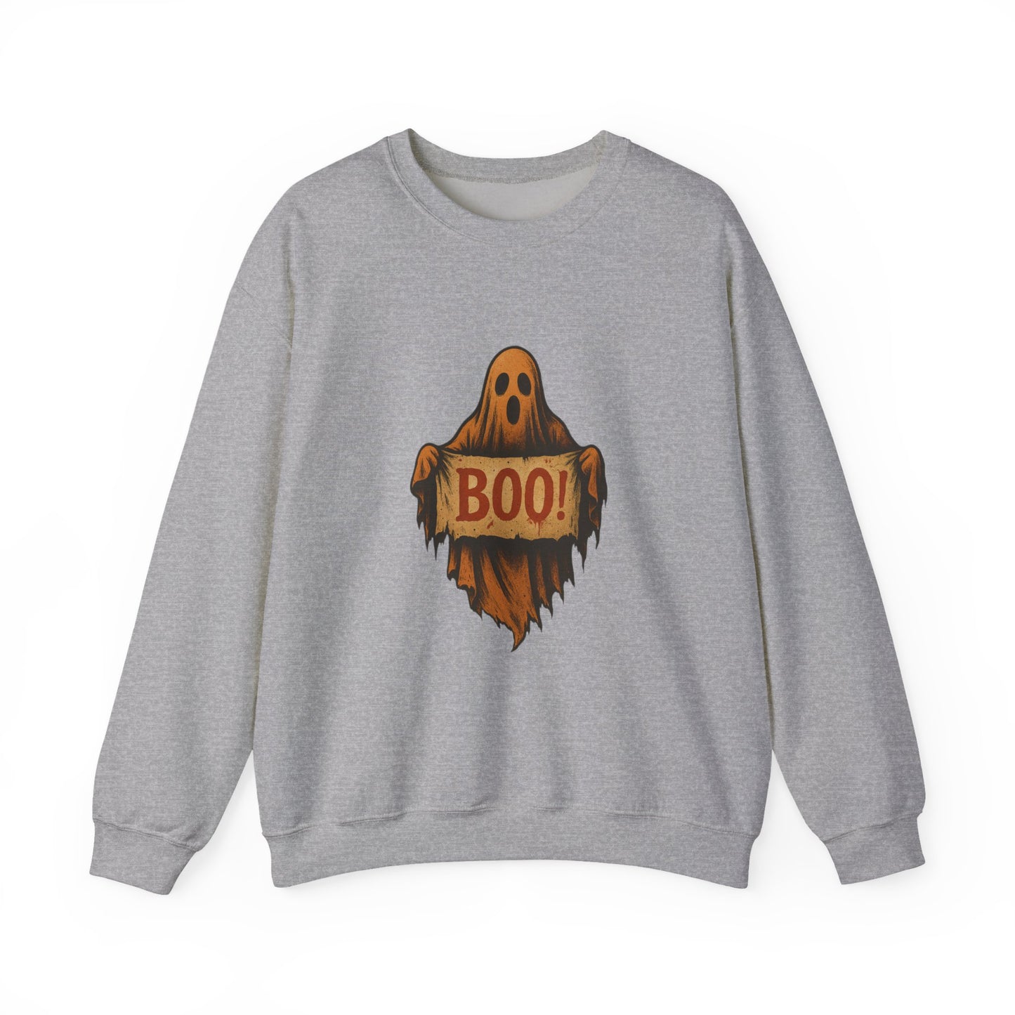 Spooky Boo Ghost Sweatshirt, Halloween Ghost with Boo Sign, Ghostly Halloween Apparel, Trick or Treat Shirt, Fun Halloween Shirt