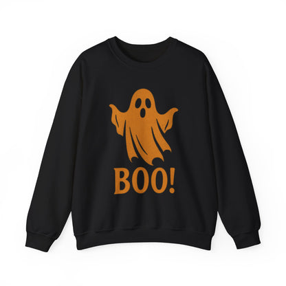 Boo! Ghost Sweatshirt for Halloween Fun, Cozy Crewneck for Fall Celebrations, Perfect Gift for Haunted Days