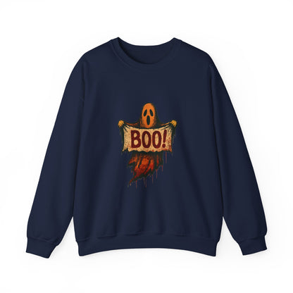 Halloween Boo Ghost Sweatshirt, Cute Ghost with Boo Sign, Spooky Fun Halloween Shirt, Trick or Treat Apparel, Halloween Ghost Shirt