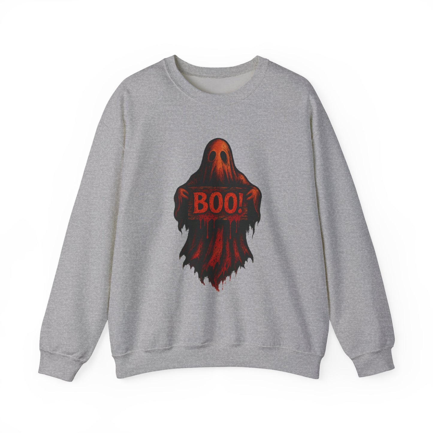 Halloween Ghost Sweatshirt, Spooky Boo Ghost with Sign, Trick or Treat Apparel, Ghostly Halloween Shirt, Fun Fall Shirt