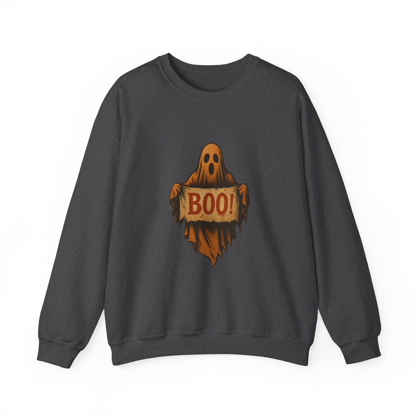 Spooky Boo Ghost Sweatshirt, Halloween Ghost with Boo Sign, Ghostly Halloween Apparel, Trick or Treat Shirt, Fun Halloween Shirt