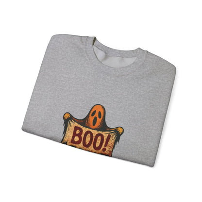Halloween Boo Ghost Sweatshirt, Cute Ghost with Boo Sign, Spooky Fun Halloween Shirt, Trick or Treat Apparel, Halloween Ghost Shirt