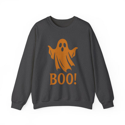 Boo! Ghost Sweatshirt for Halloween Fun, Cozy Crewneck for Fall Celebrations, Perfect Gift for Haunted Days