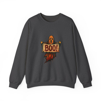 Halloween Boo Ghost Sweatshirt, Cute Ghost with Boo Sign, Spooky Fun Halloween Shirt, Trick or Treat Apparel, Halloween Ghost Shirt