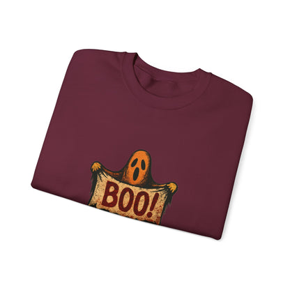 Halloween Boo Ghost Sweatshirt, Cute Ghost with Boo Sign, Spooky Fun Halloween Shirt, Trick or Treat Apparel, Halloween Ghost Shirt