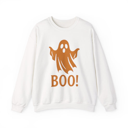 Boo! Ghost Sweatshirt for Halloween Fun, Cozy Crewneck for Fall Celebrations, Perfect Gift for Haunted Days