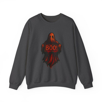 Halloween Ghost Sweatshirt, Spooky Boo Ghost with Sign, Trick or Treat Apparel, Ghostly Halloween Shirt, Fun Fall Shirt