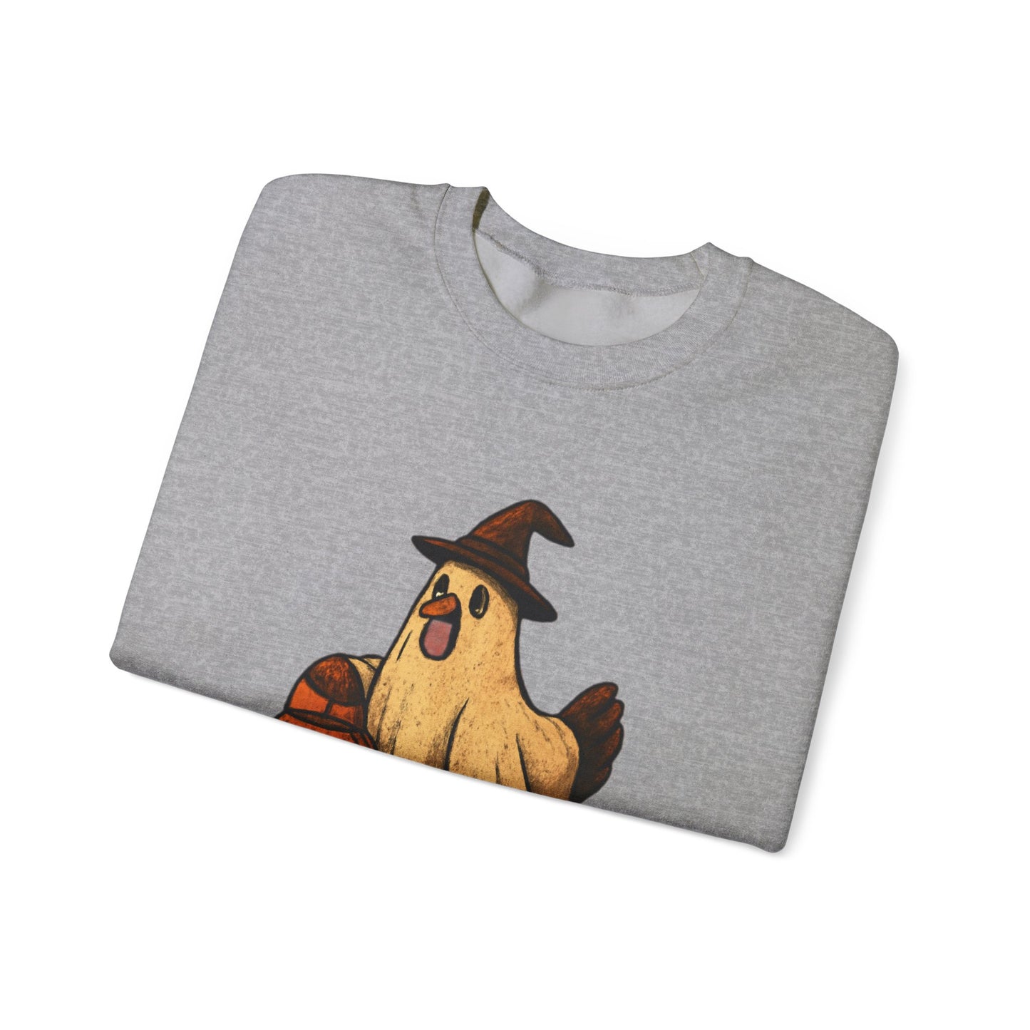 Halloween Chicken Sweatshirt, Cute Bird in Witch Hat Shirt, Trick or Treat Pumpkin Shirt, Funny Halloween Apparel for Bird Lovers