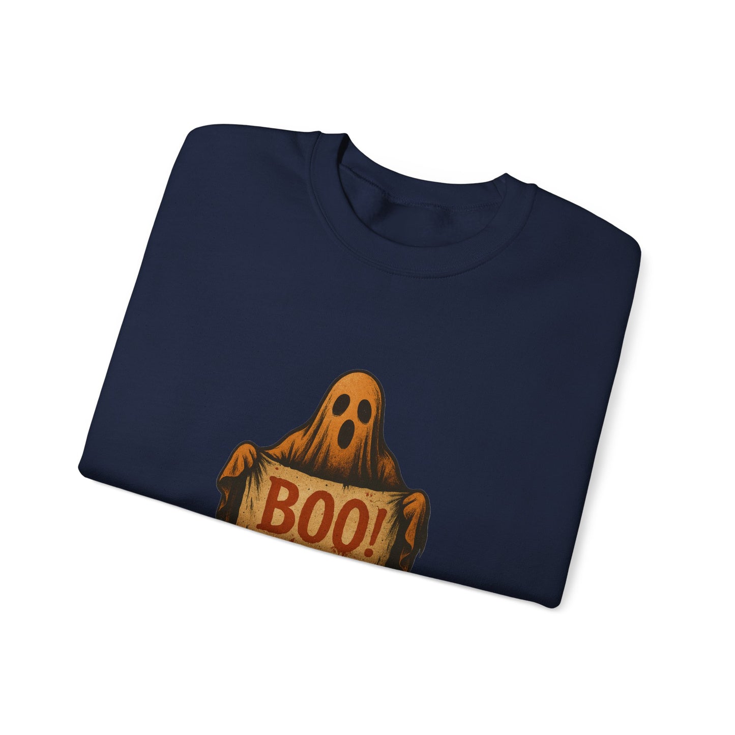 Spooky Boo Ghost Sweatshirt, Halloween Ghost with Boo Sign, Ghostly Halloween Apparel, Trick or Treat Shirt, Fun Halloween Shirt